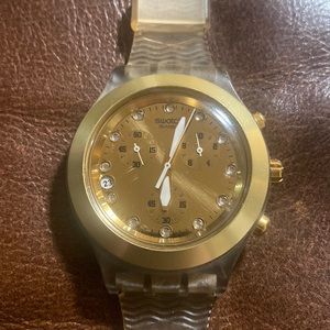 Swatch Diaphane Irony Watch Gold Clear with clear strap